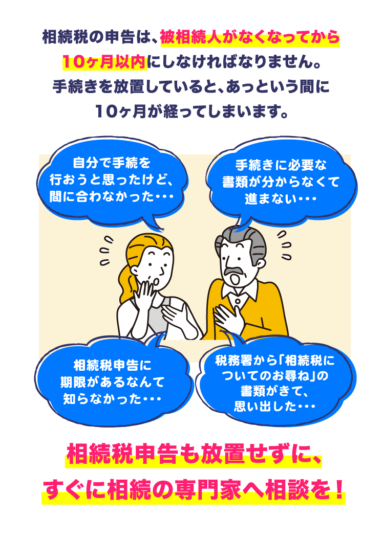 相続税の申告は、被相続人がなくなってから10ヶ月以内