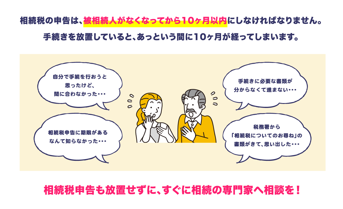 相続税の申告は、被相続人がなくなってから10ヶ月以内